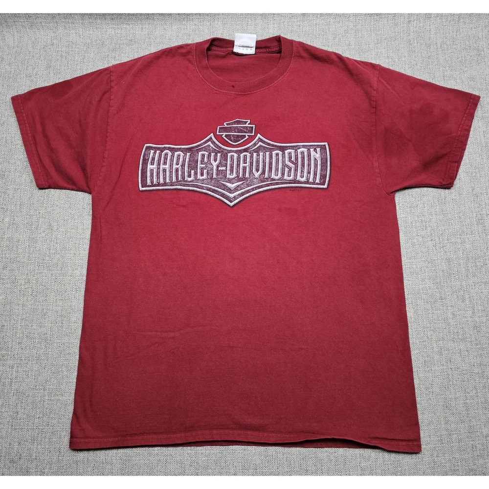 Harley Davidson Shirt Mens Large Red Alligator Alley Fort Lauderdale Florida